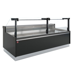Comptoir ventilé, avec réserve, vitre verticale 90° avec relevage à piston - FULL BLACK