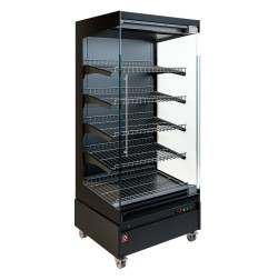 Vitrine chauffante,  libre-service, avec porte vitrée, sur roues - FULL BLACK