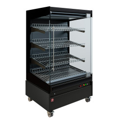 Vitrine chauffante,  libre-service, avec porte vitrée, sur roues - FULL BLACK