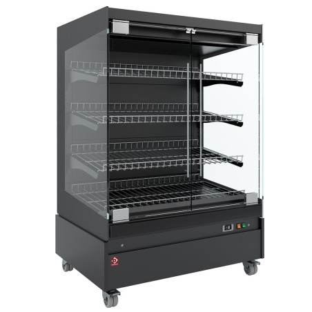 Vitrine chauffante,  libre-service, avec porte vitrée, sur roues - FULL BLACK