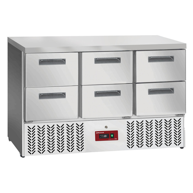 Table frigorifique , 6x 1/2 tiroirs GN 1/1