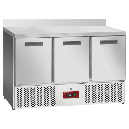 Table frigorifique , 3 portes GN 1/1, avec dosseret