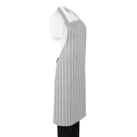 Tablier bavette rayé gris et blanc Whites