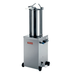 Poussoir hydraulique vertical en inox, 15 litres sur roues