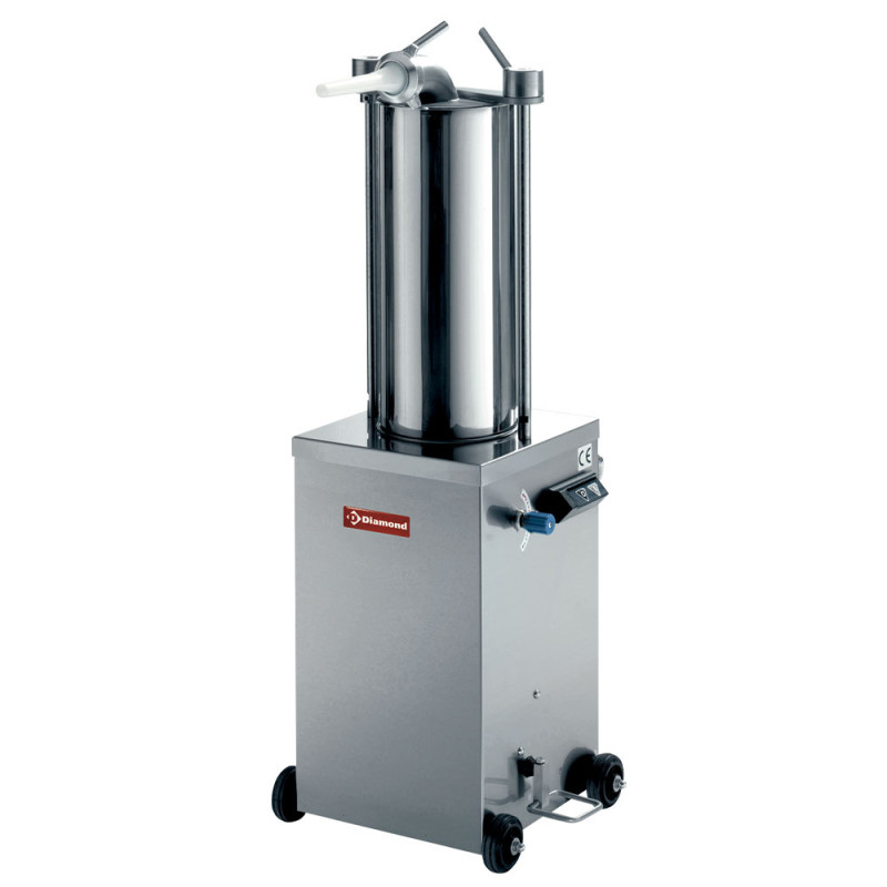 Poussoir hydraulique vertical en inox, 15 litres sur roues Poussoir hydraulique vertical en inox, 15 litres sur roues