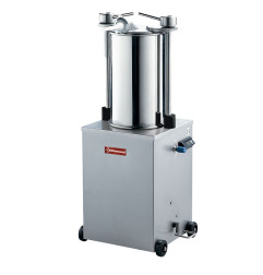 Poussoir hydraulique vertical en inox, 25 litres sur roues