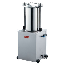 Poussoir hydraulique vertical en inox, 35 litres sur roues