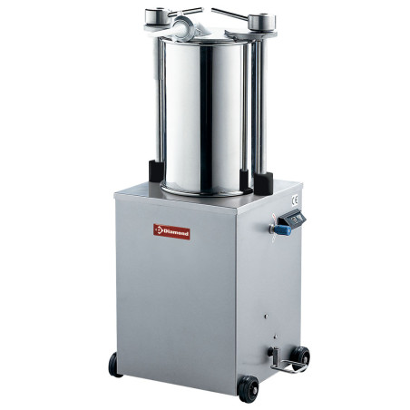 Poussoir hydraulique vertical en inox, 35 litres sur roues