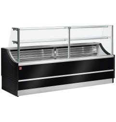 Comptoir vitrine réfrigérée à vitre droite 90°, avec réserve