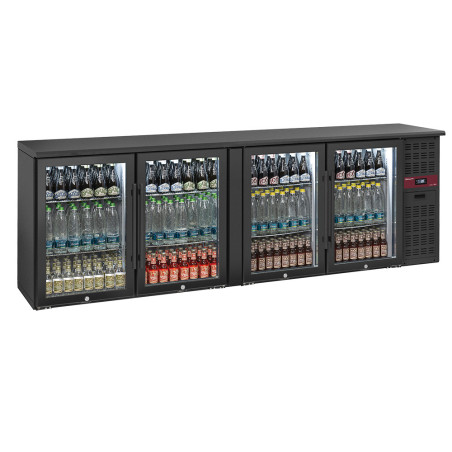 Refroidisseur de bouteilles 4 portes vitrées, 620 litres, pieds réglables