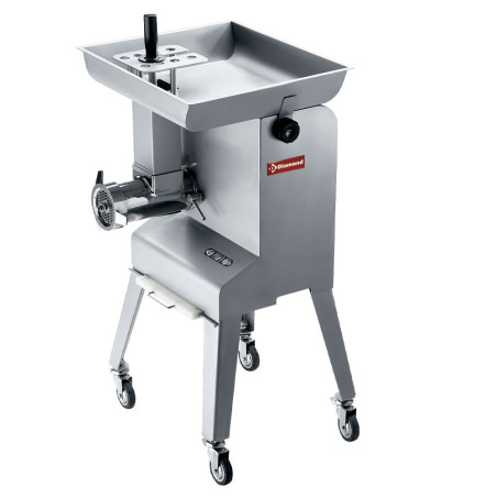 Hachoir en inox N° 32, Ø 6  mm, 600 kg/h, piètement sur roues