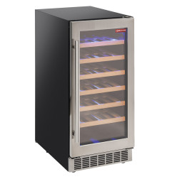 Vitrine cave à vins, ventilée, porte en acier inox, 106 Lt - NOIRE