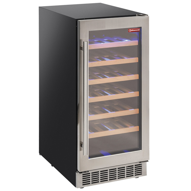 Vitrine cave à vins, ventilée, porte en acier inox, 106 Lt - NOIRE Vitrine cave à vins, ventilée, porte en acier inox, 106 Lt - NOIRE