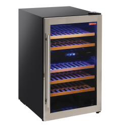 Vitrine cave à vins, ventilée, porte en acier inox,140 Lt - 2 T° - NOIRE