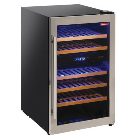 Vitrine cave à vins, ventilée, porte en acier inox,140 Lt - 2 T° - NOIRE