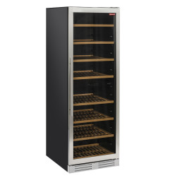 Vitrine cave à vins, ventilée, porte en acier inox, 470 Lt - 2 T° - NOIRE