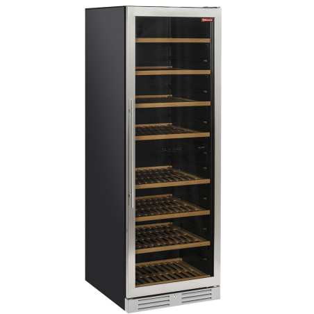 Vitrine cave à vins, ventilée, porte en acier inox, 470 Lt - 2 T° - NOIRE