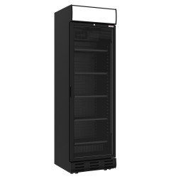 Vitrine ventilée positive 382 litres NOIRE avec caisson lumineux