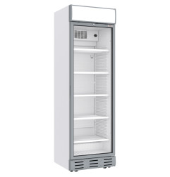 Vitrine ventilée positive 382 litres BLANCHE avec caisson lumineux