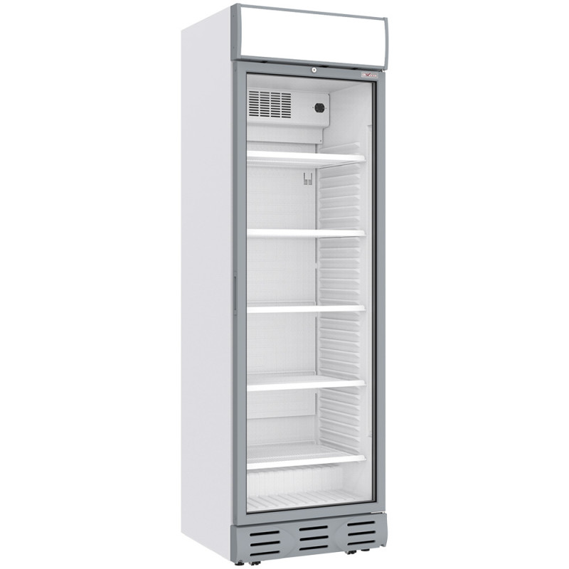 Vitrine ventilée positive 382 litres BLANCHE avec caisson lumineux Vitrine ventilée positive 382 litres BLANCHE avec caisson lumineux
