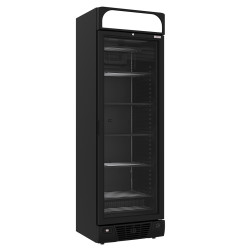 Vitrine ventilée négative vitrée 374  litres - 5 niveaux fixes avec caisson lumineux - NOIRE