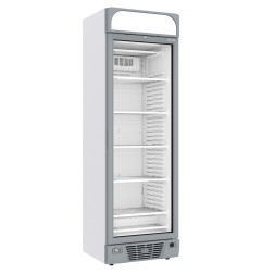 Vitrine ventilée négative vitrée 374  litres - 5 niveaux fixes avec caisson lumineux - BLANCHE