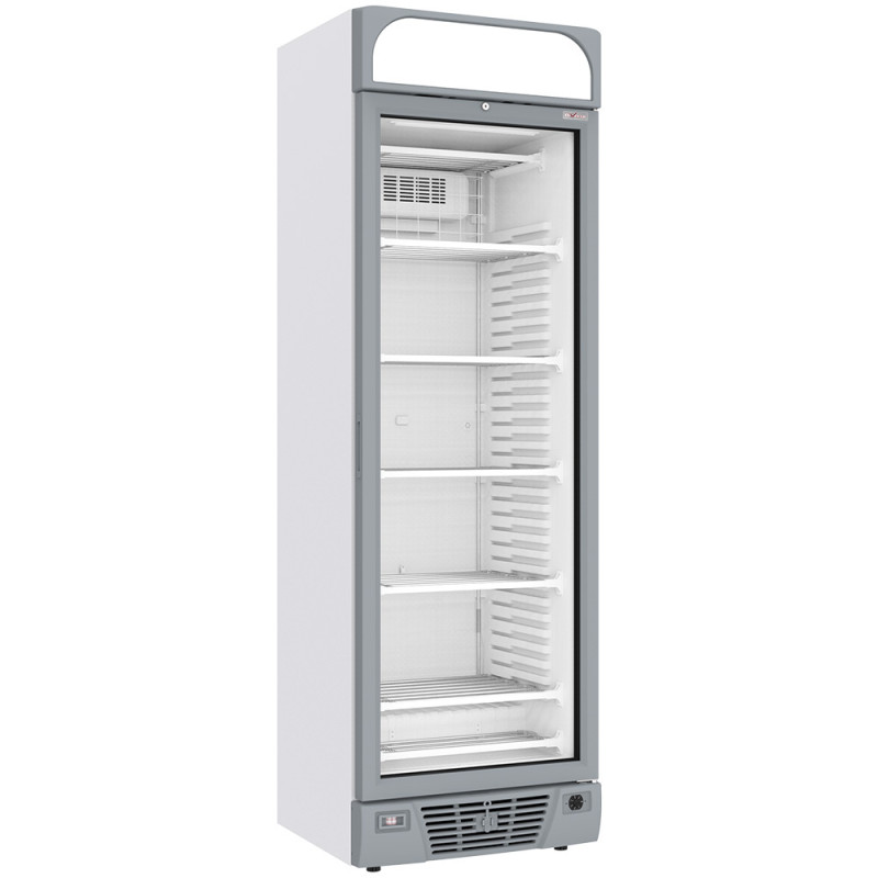 Vitrine ventilée négative vitrée 374 litres - 5 niveaux fixes avec caisson lumineux - BLANCHE Vitrine ventilée négative vitrée 374 litres - 5 niveaux fixes avec caisson lumineux - BLANCHE