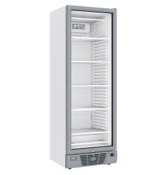 Vitrine ventilée négative vitrée 382 litres - 5 niveaux fixes - BLANCHE