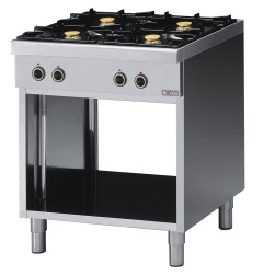 Fourneau 4 feux vifs, sur armoire ouverte