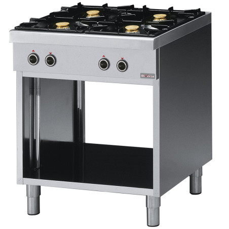 Fourneau 4 feux vifs, sur armoire ouverte