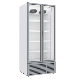 Vitrine ventilée positive 804 litres, 2 portes battentes, BLANCHE