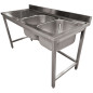 Plonge inox ECO 2 cuves égouttoir gauche, sans tablette inférieure