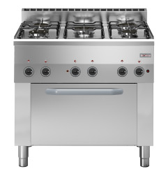 Fourneau 5 feux gaz, four à convection électrique 4x GN 1/1