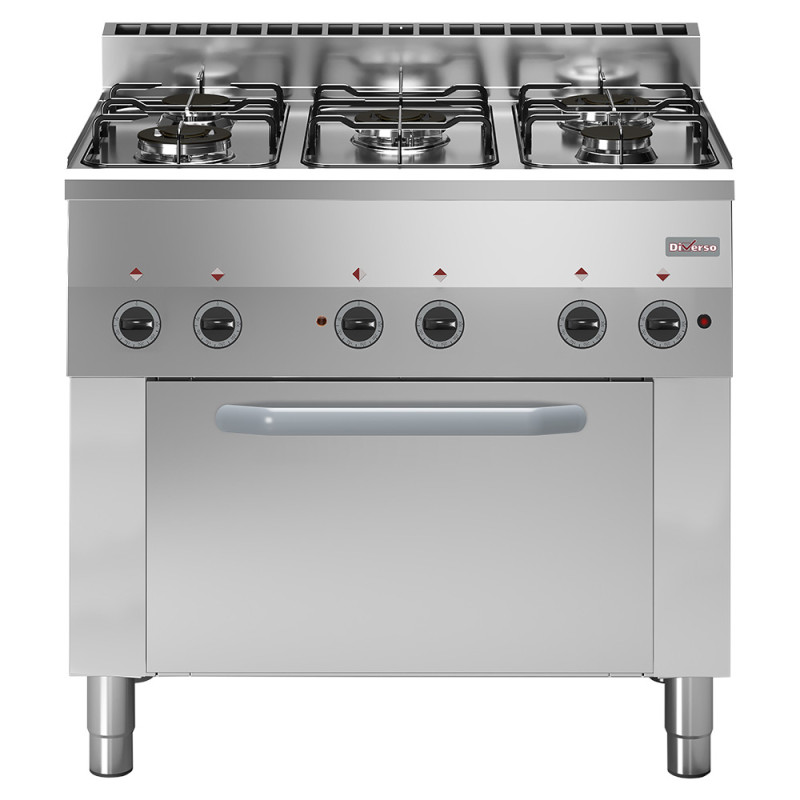 Fourneau 5 feux gaz, four à convection électrique 4x GN 1/1 Fourneau 5 feux gaz, four à convection électrique 4x GN 1/1