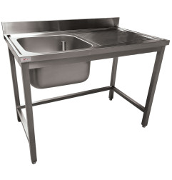 Plonge inox ECO 1 cuve égouttoir droite, sans tablette inférieure