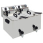 Friteuse de table électrique 2x 10 litres + robinet de vidange