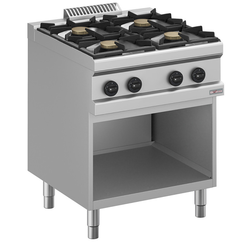 Fourneau gaz 4 feux, sur armoire ouverte Fourneau gaz 4 feux, sur armoire ouverte
