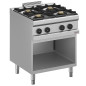 Fourneau gaz 4 feux, sur armoire ouverte Fourneau gaz 4 feux, sur armoire ouverte