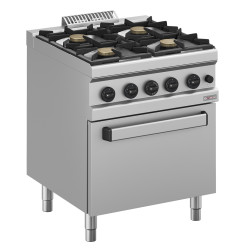 Fourneau gaz 4 feux vifs, sur four gaz GN 2/1
