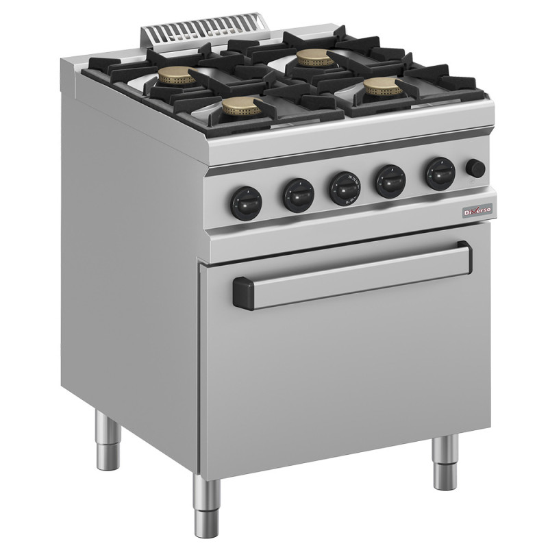 Fourneau gaz 4 feux vifs, sur four gaz GN 2/1 Fourneau gaz 4 feux vifs, sur four gaz GN 2/1
