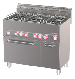 Fourneau 6 feux sur four à convection GN1/1 et armoire neutre