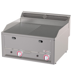 Plaque de cuisson double, 1/2 lisse 1/2 rainurée, gaz, -Top-