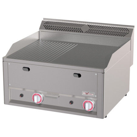 Plaque de cuisson double, 1/2 lisse 1/2 rainurée, gaz, -Top-