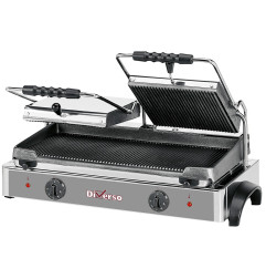 Grill panini électrique DOUBLE, plaques rainurées