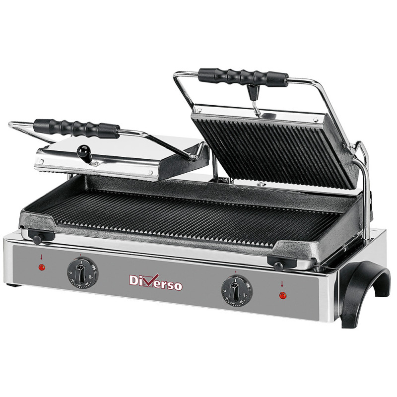 Grill panini électrique DOUBLE, plaques rainurées Grill panini électrique DOUBLE, plaques rainurées