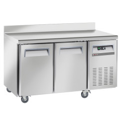 Table de congélation, ventilé, 2 portes GN 1/1, avec dosseret, sur roues, 2 avec 