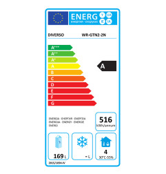 Table frigorifique, ventilé, 2 portes GN 1/1, sur roues, 2 avec freins