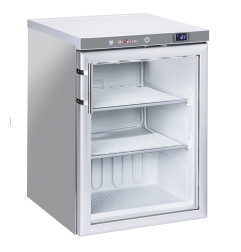 Congélateur statique, porte vitrée, 200 litres - acier inox