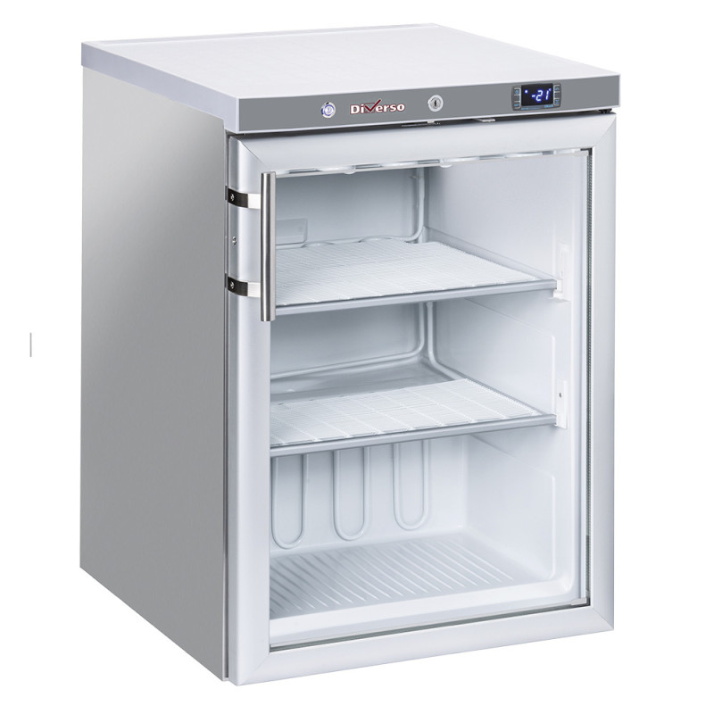 Congélateur statique, porte vitrée, 200 litres - acier inox Congélateur statique, porte vitrée, 200 litres - acier inox