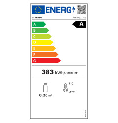 Frigo ventilé, porte vitrée, 200 Litres - blanc